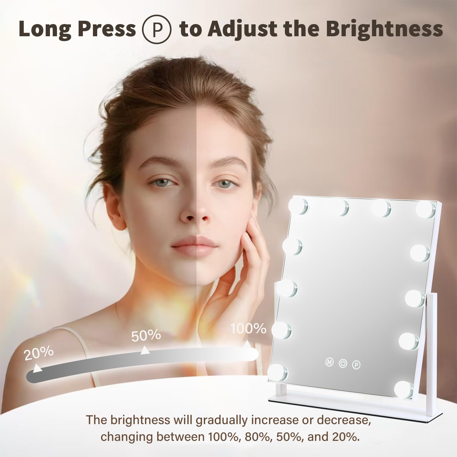 Miroir ZBOCAI, luminance naturelle pour un maquillage homogène.
