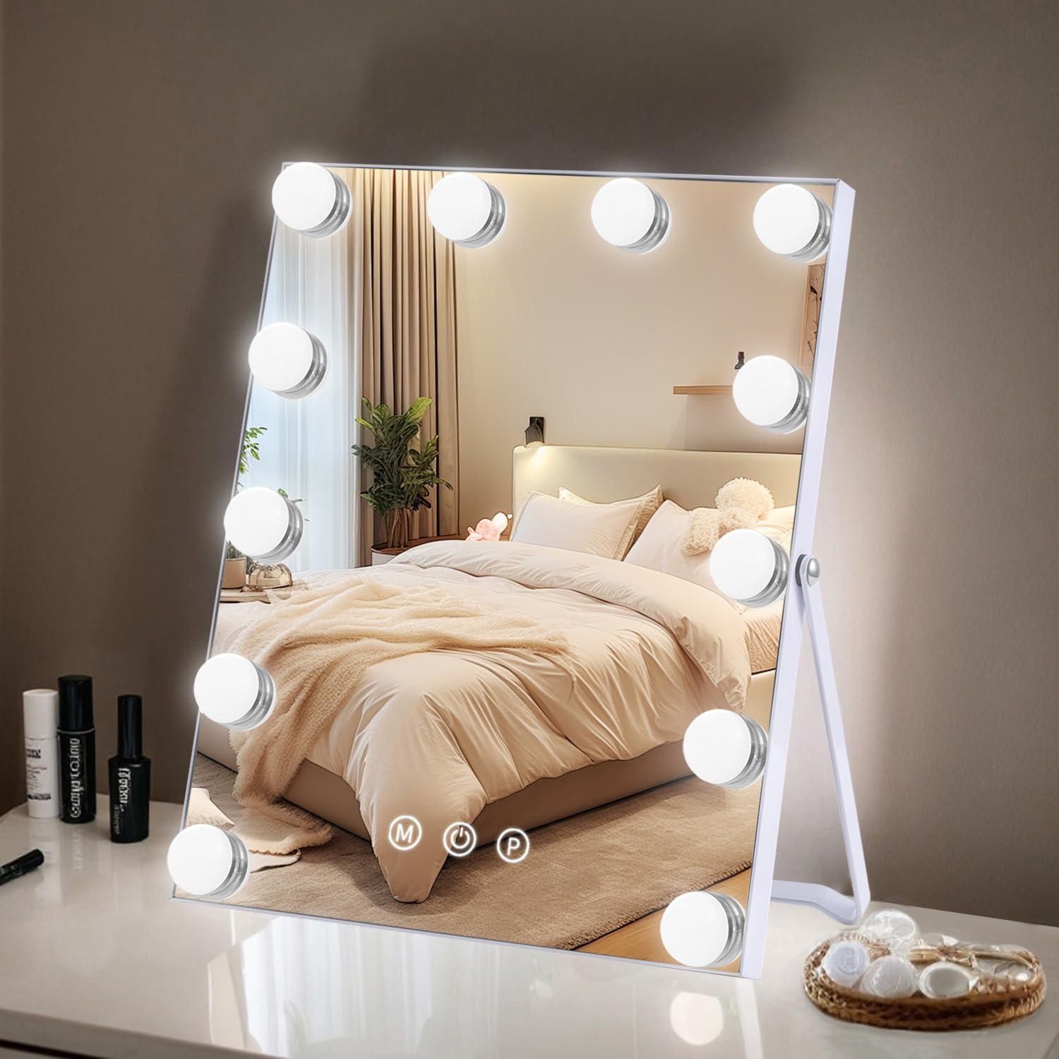 Miroir ZBOCAI avec 12 ampoules LED pour un éclairage homogène