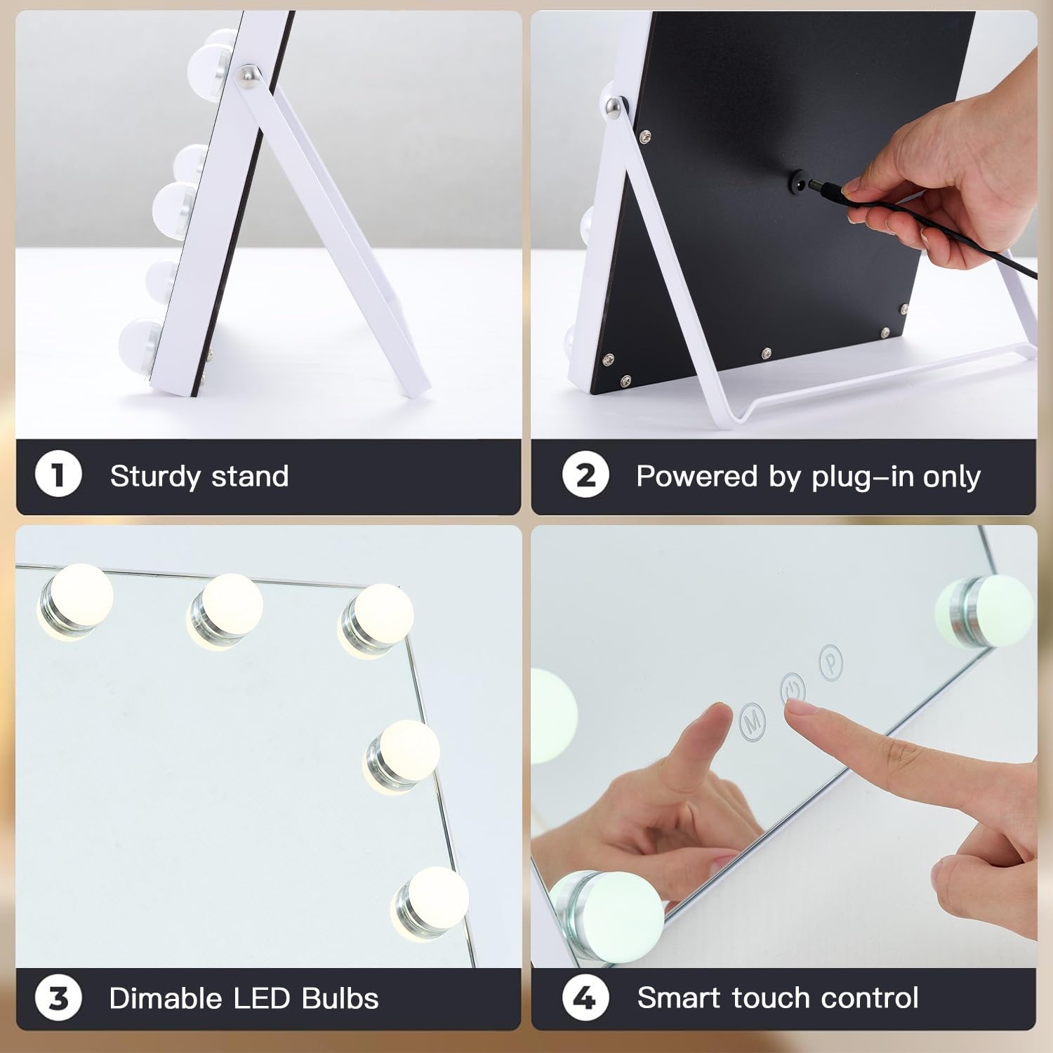 Miroir ZBOCAI socle métallique stable pour une utilisation sûre