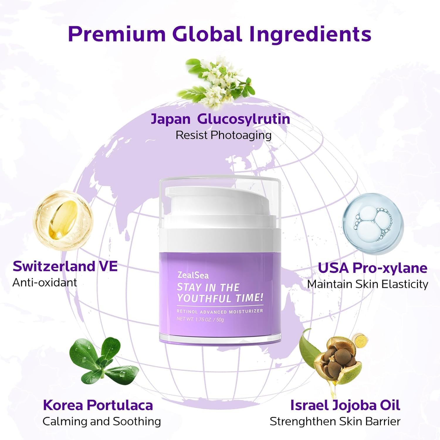 Huile de jojoba dans ZealSea Crème Rétinol visage – renforce la barrière cutanée.