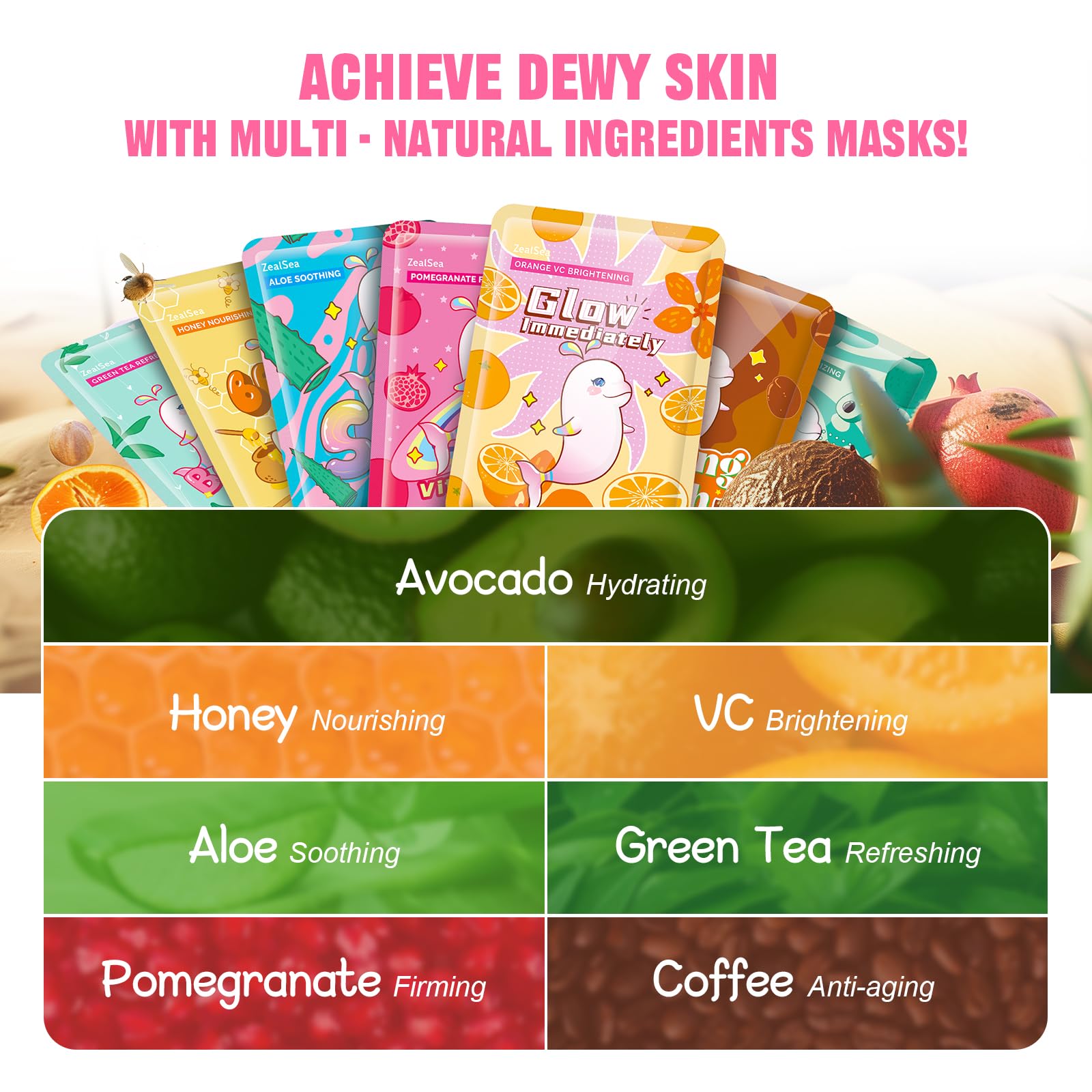 Masque ZealSea Vitamine C éclat et luminosité.