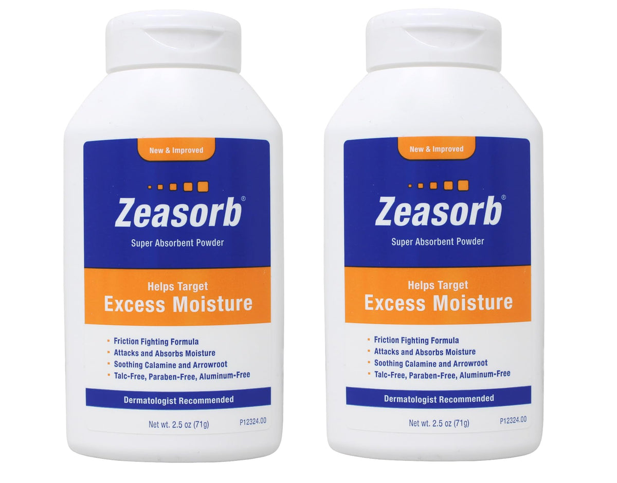 Zeasorb Excess Moisture 2.5 oz pack of 2, moisture-absorbing action for skin comfort