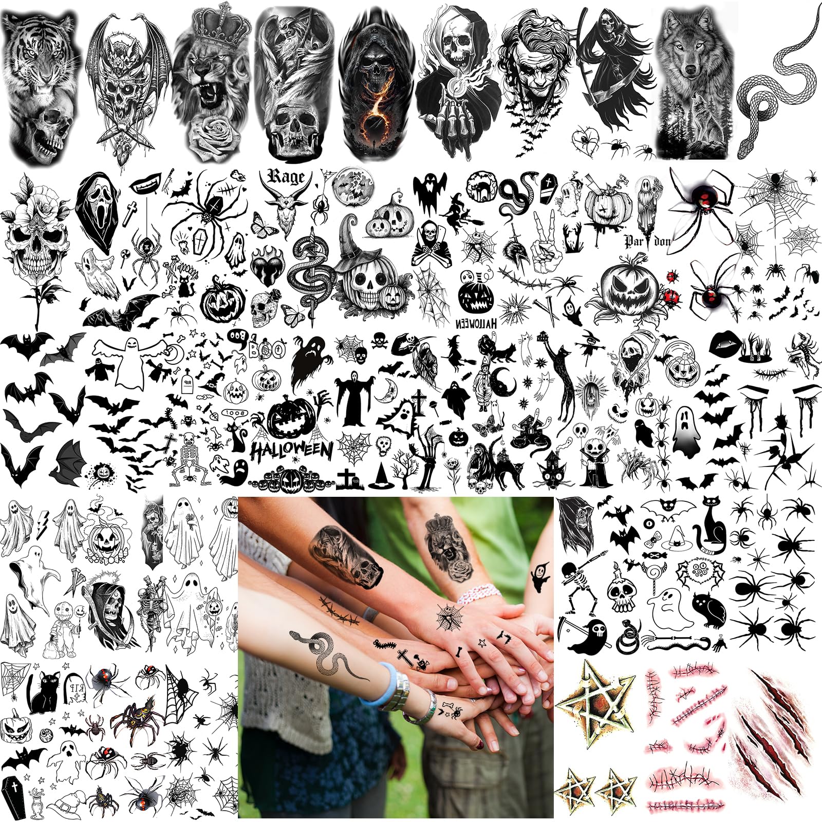 Motifs Zeecdatoo araignées et félins pour personnalisation festive.