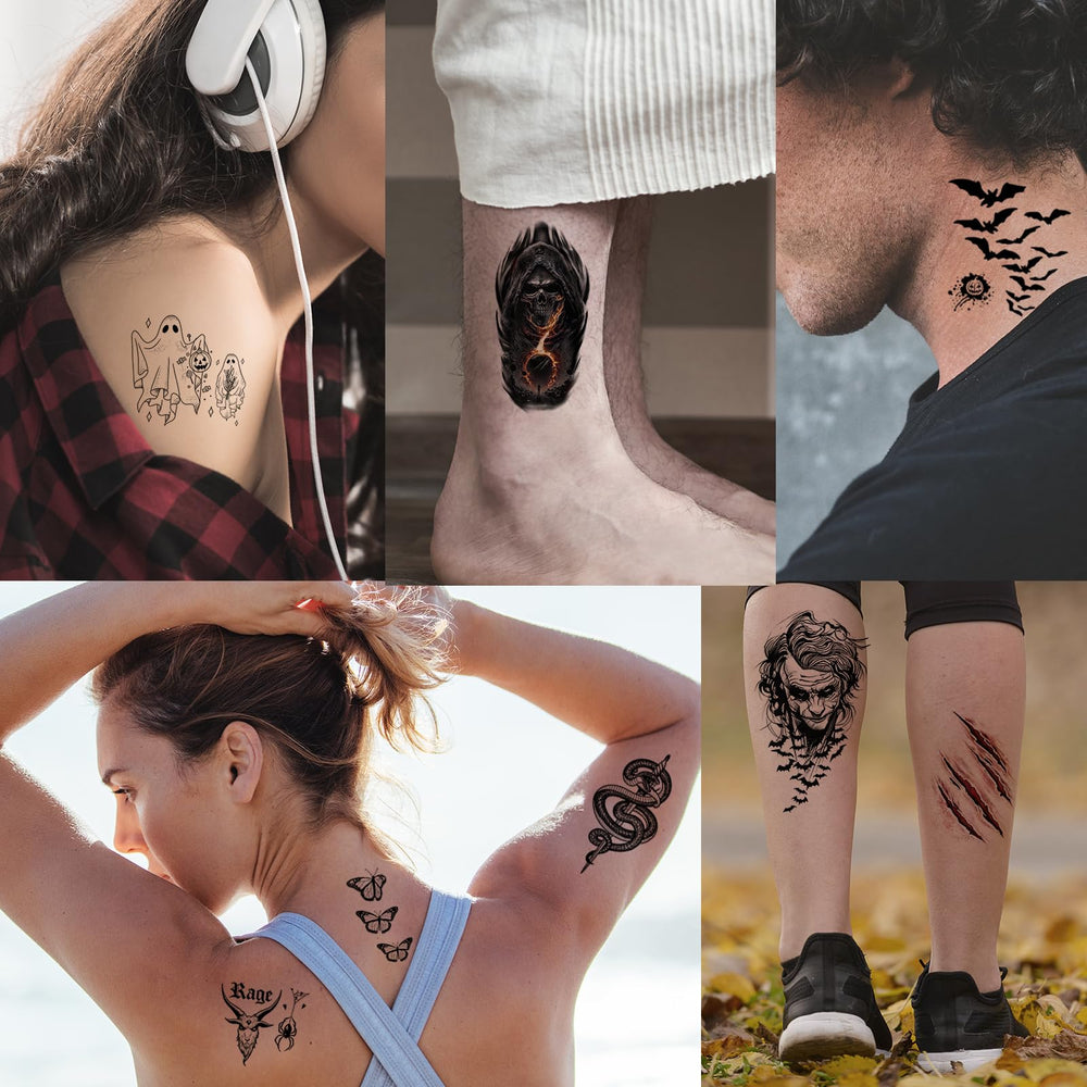 Zeecdatoo tatouages fête d'Halloween non toxiques et faciles à retirer.