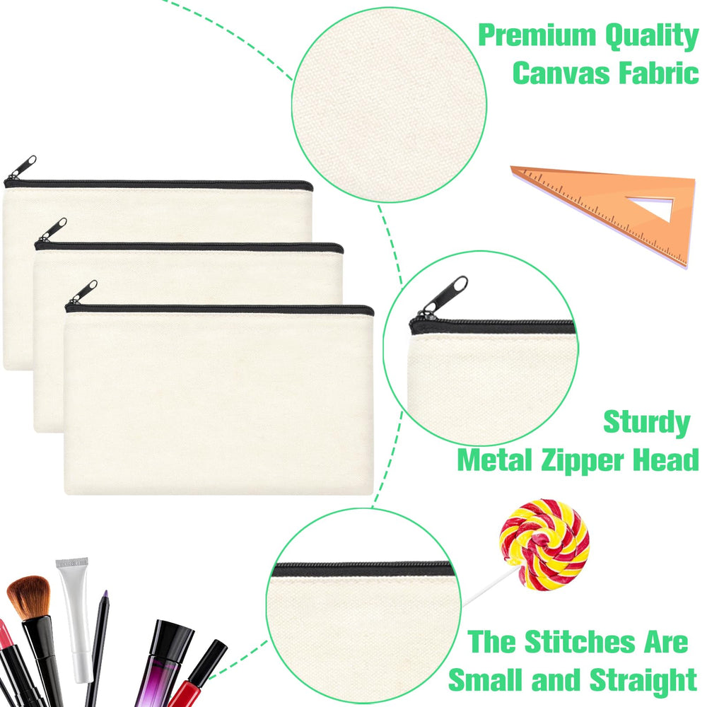 Ensemble ZeeDix de 12 pochettes canvas, pratique à personnaliser