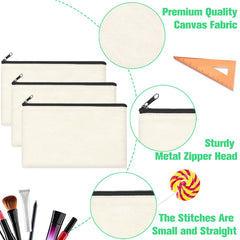 Ensemble ZeeDix de 12 pochettes canvas, pratique à personnaliser