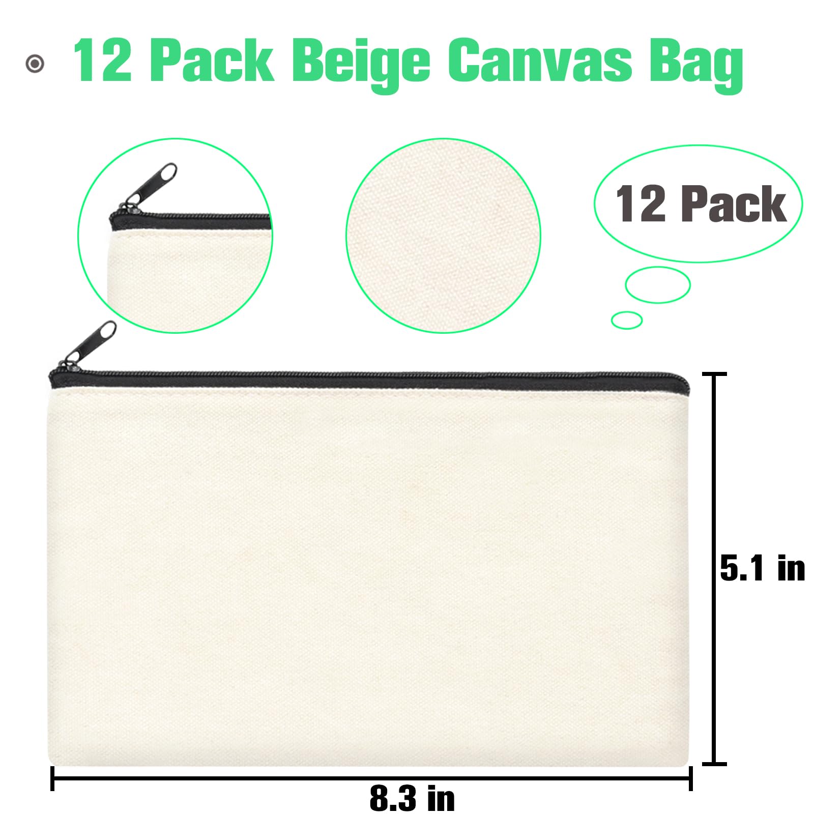 Pochette ZeeDix canvas zippée durable, idéale pour l'organisation voyage