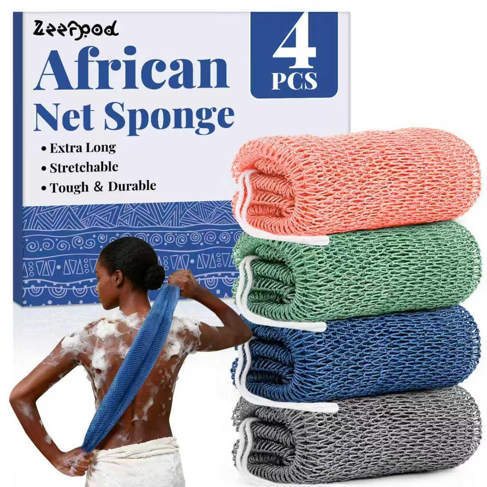 Zeefpod éponge réseau africaine bleue pour exfoliation en profondeur et douceur.