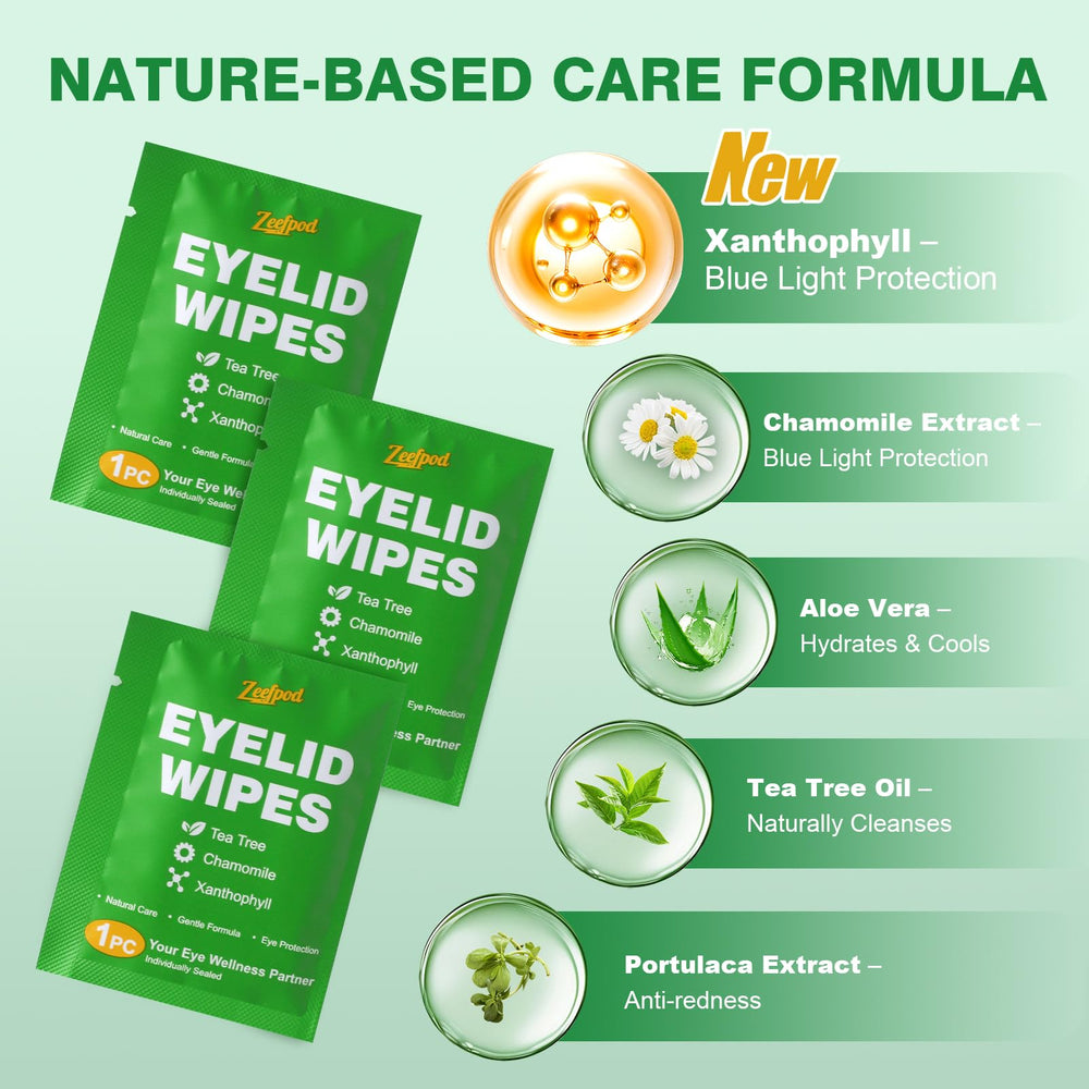 Lingettes Zeefpod Yeux emballage individuel, idéal en déplacement.