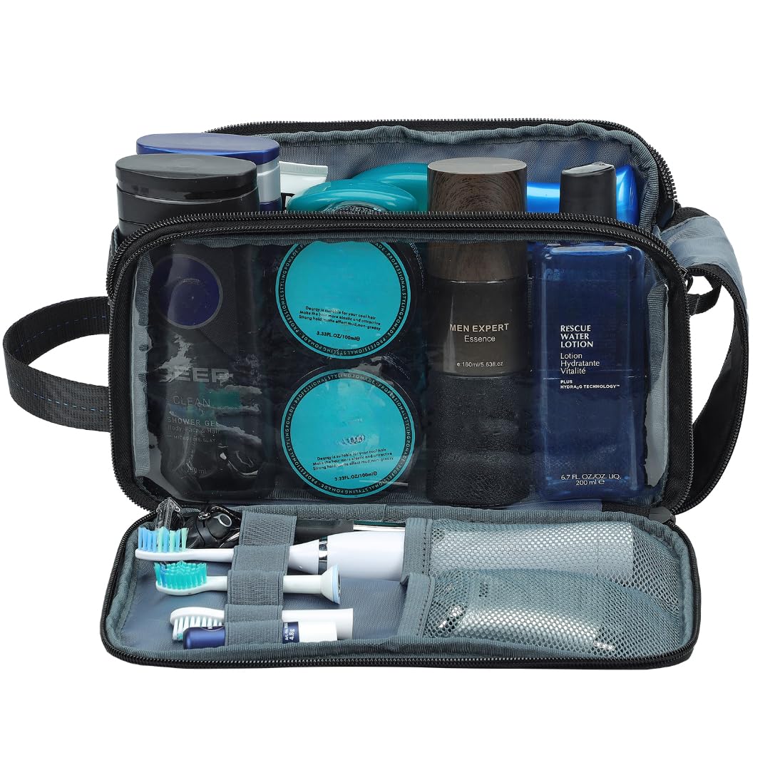 ZEEMO Trousse de toilette voyage homme — intérieur clair et accès rapide.