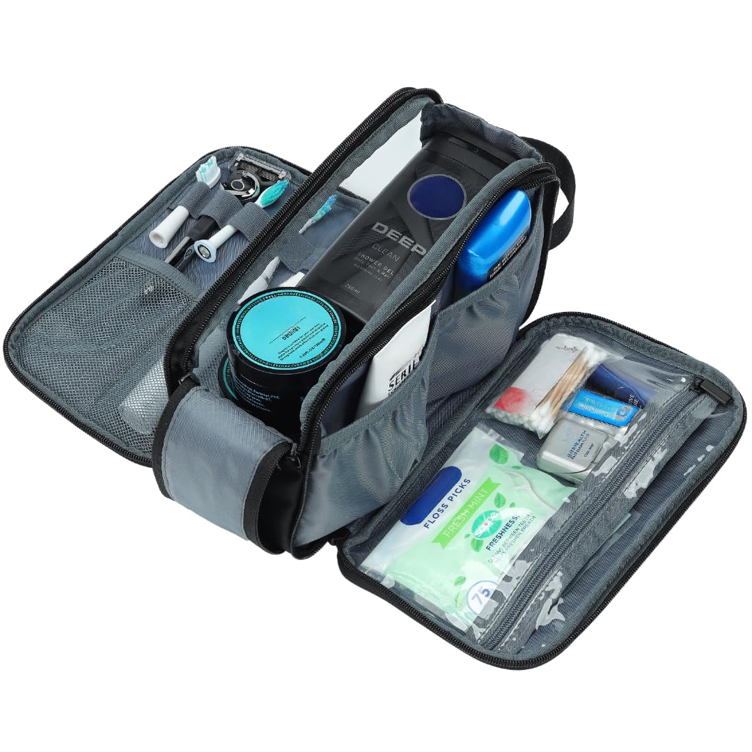 ZEEMO Trousse de toilette voyage homme — rangements élastiques pour rasoir et brosses.