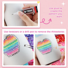 Pince et stylo ramasse-paillettes Zefy pour pose précise des paillettes.