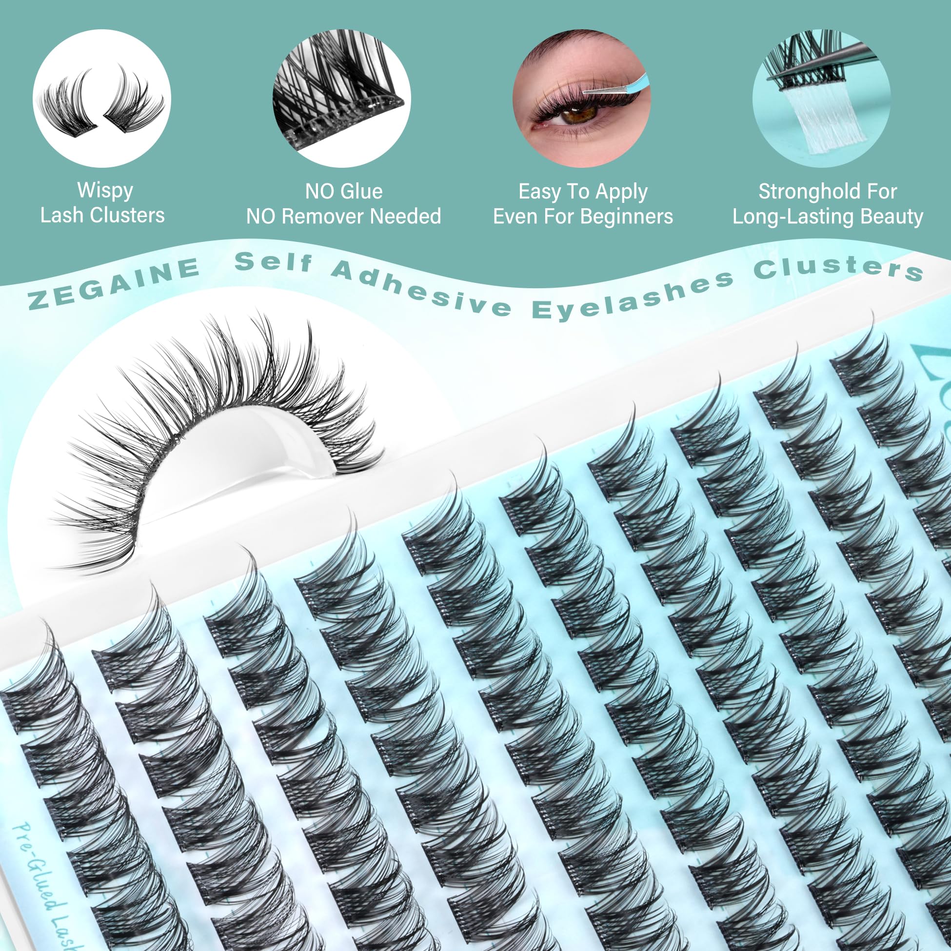 Adhésif invisible Zegaine sur cils D-curly, rendu naturel.