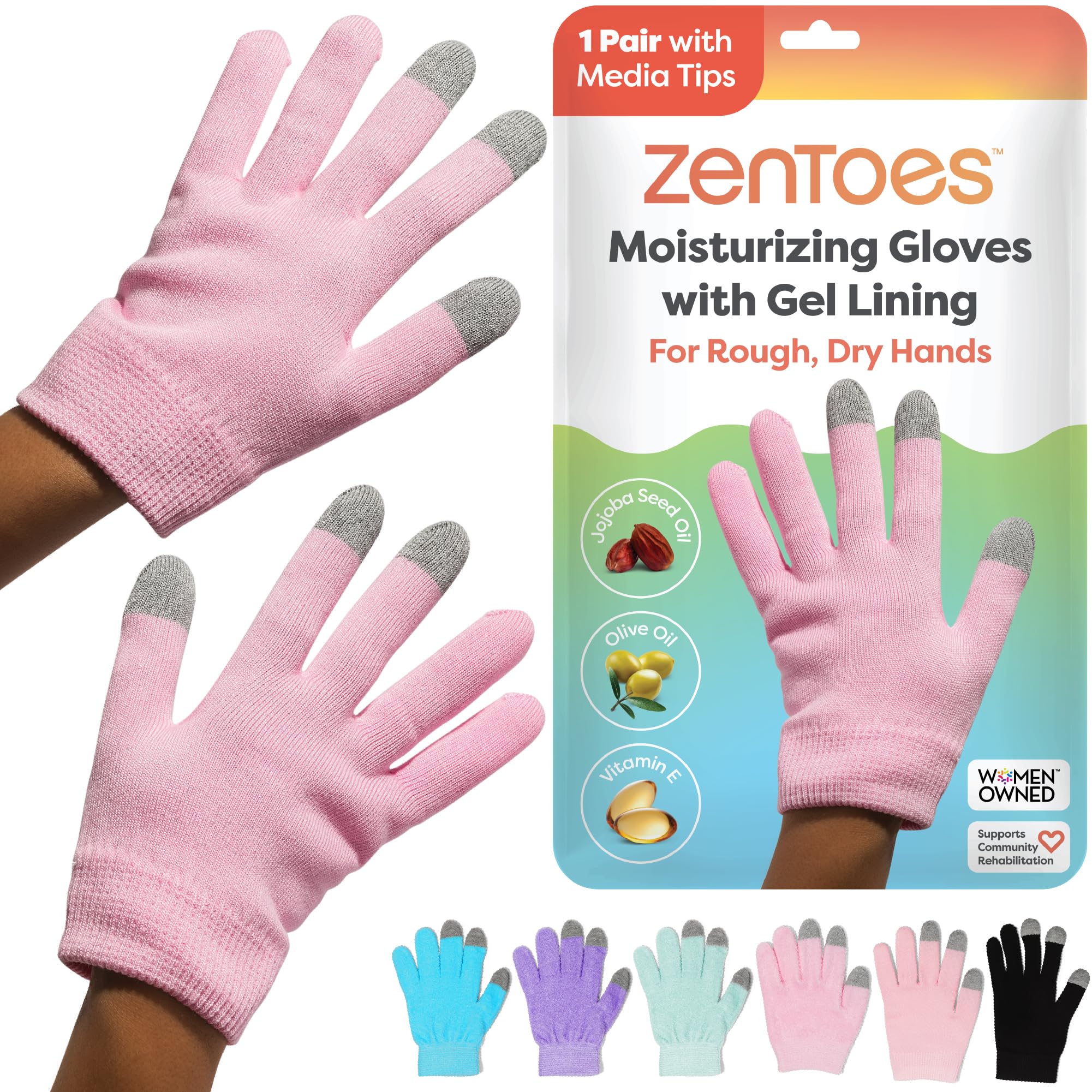 ZenToes gants hydratants rose, douceur durable après la nuit.