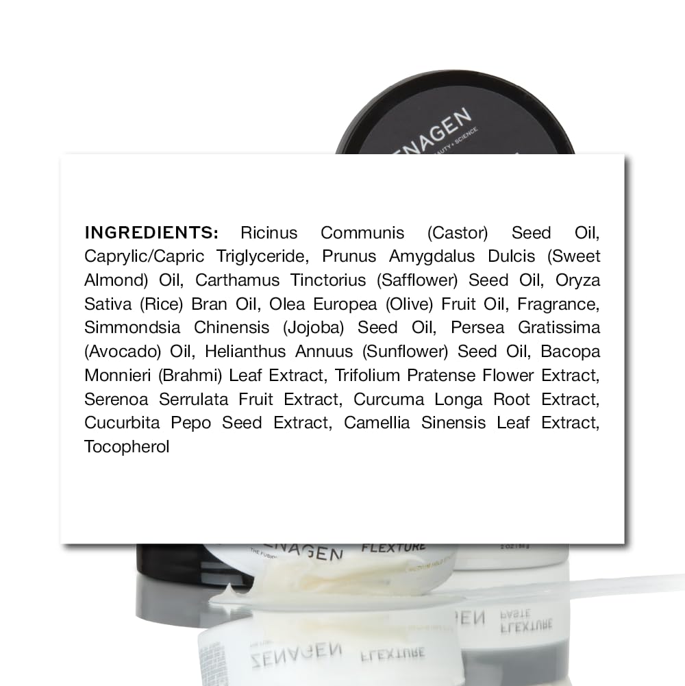 Ingrédients géranium et aloé dans Zenagen Flexture Paste pour cheveux