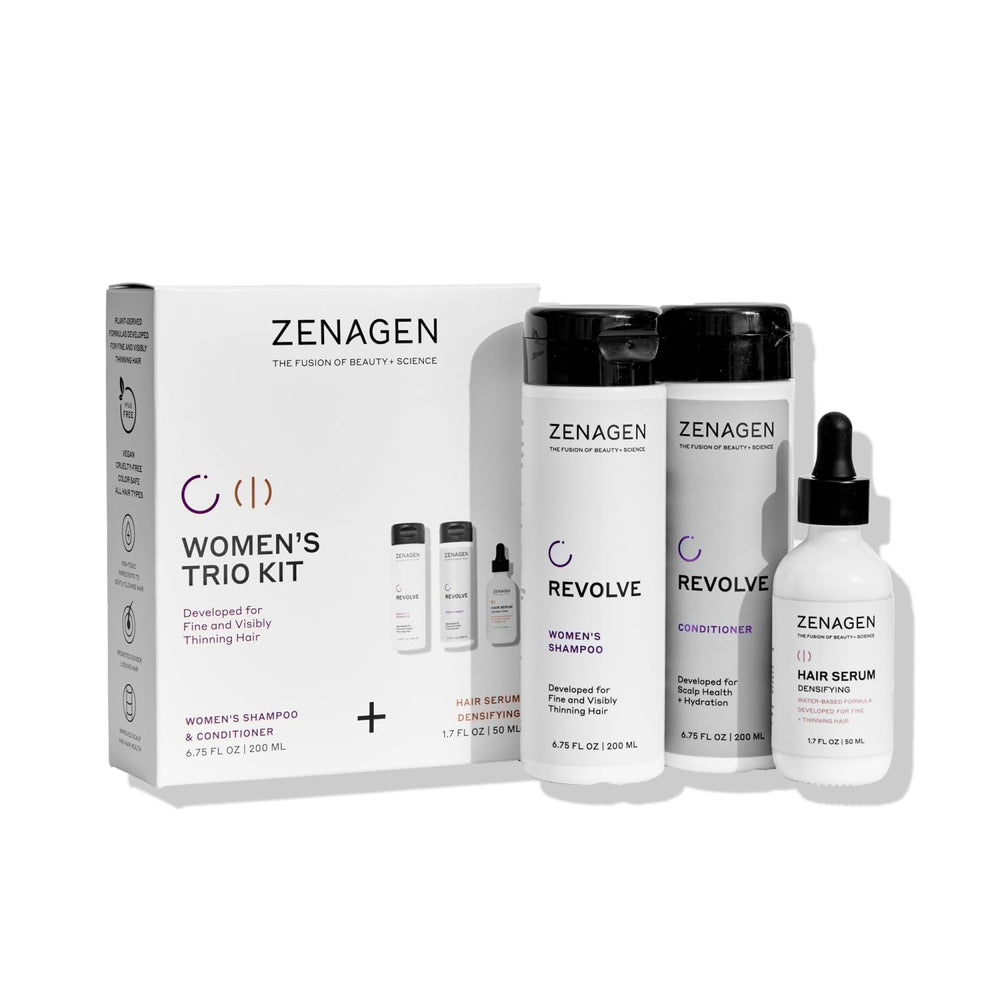 Zenagen Revolve Shampoing nettoie en douceur les cheveux fins et prépare le cuir chevelu.