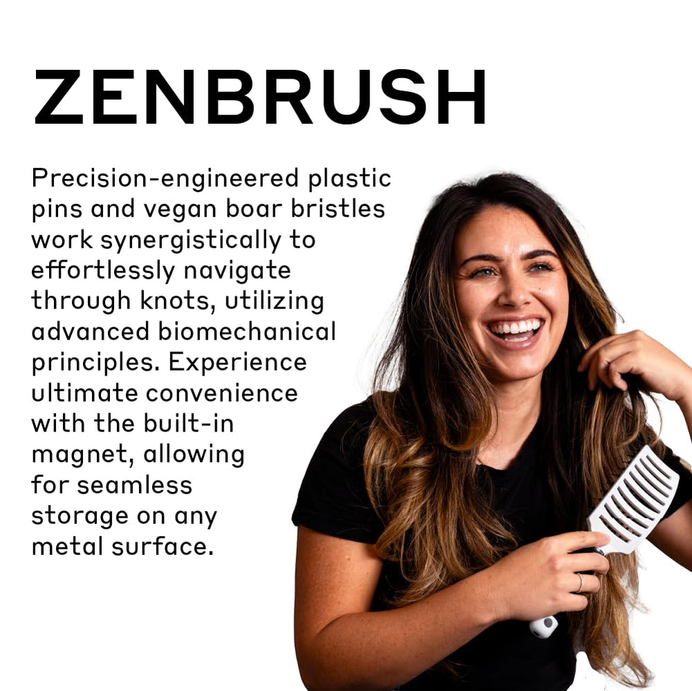 Massage délicat du cuir chevelu avec le Zen Brush, favore une sensation de détente et de fraîcheur.