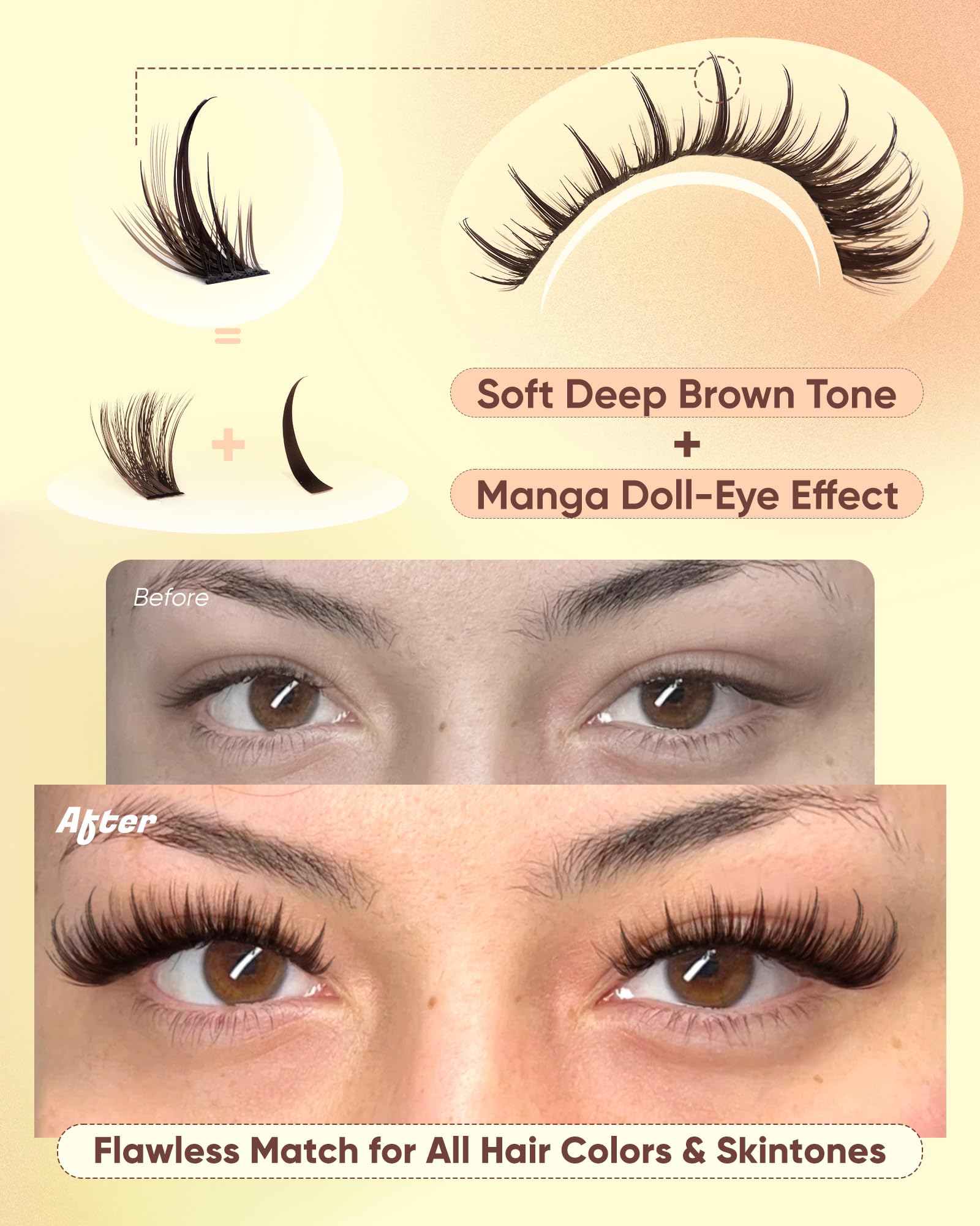 Zenotti cils manga brun finition naturelle et rapide.