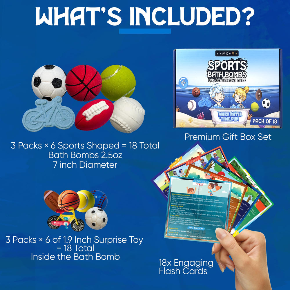 ZenseMe 18-pack gift set packaging highlights colorful, engaging bath experiences.