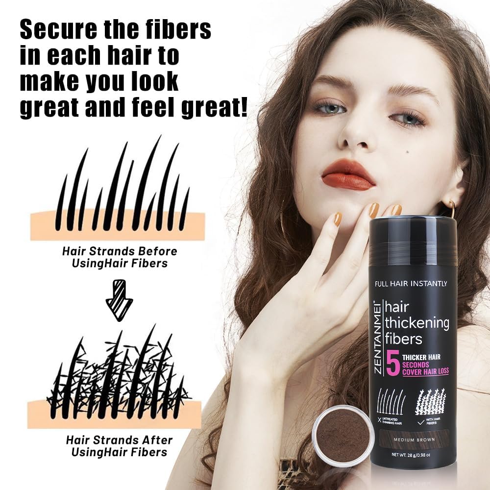 Fibres Zentanmei adhèrent aux cheveux et restent en place sans traces.