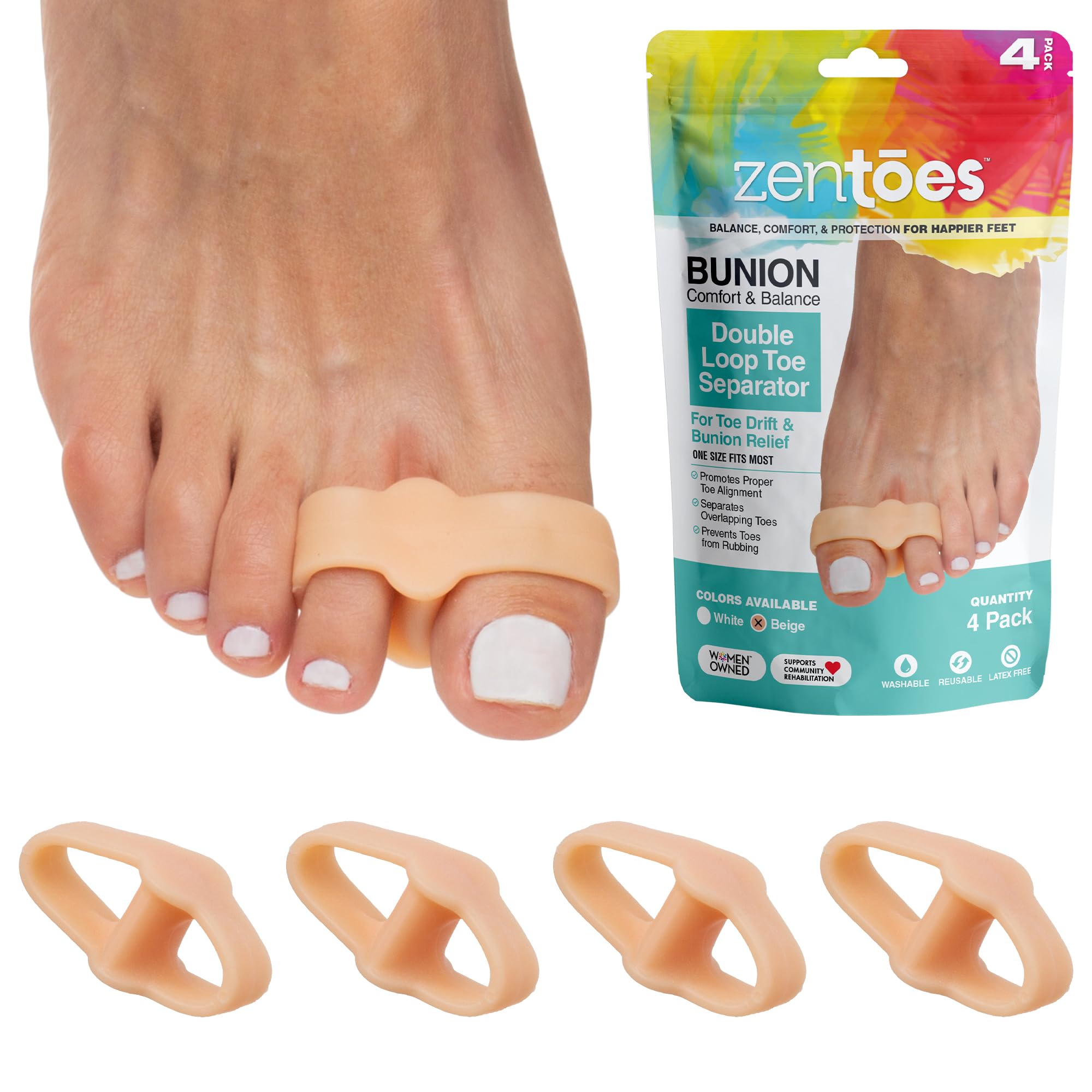 ZenToes espaces-orteils: séparation en gel pour alignement et confort quotidiens