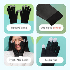 Gants ZenToes enfilage facile pour démarrer rapidement le soin.