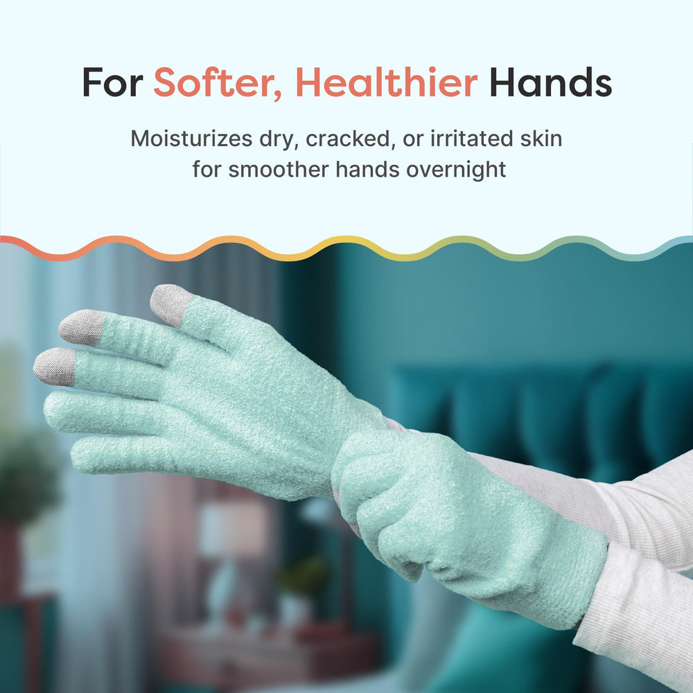 ZenToes gants nocturnes vert menthe pour mains satinées après sommeil.