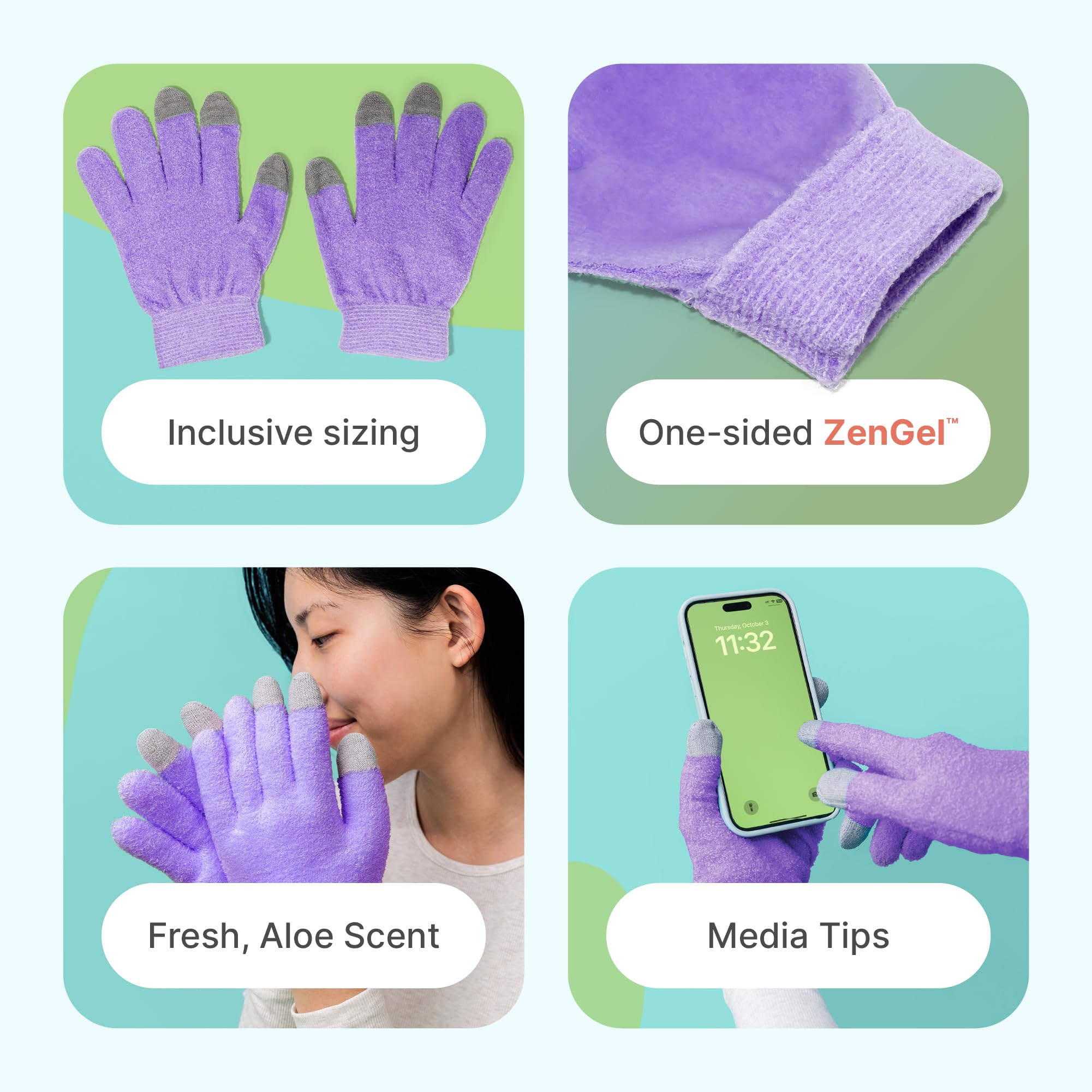 Gants ZenToes vitamine E apportant soin nourrissant nocturne.