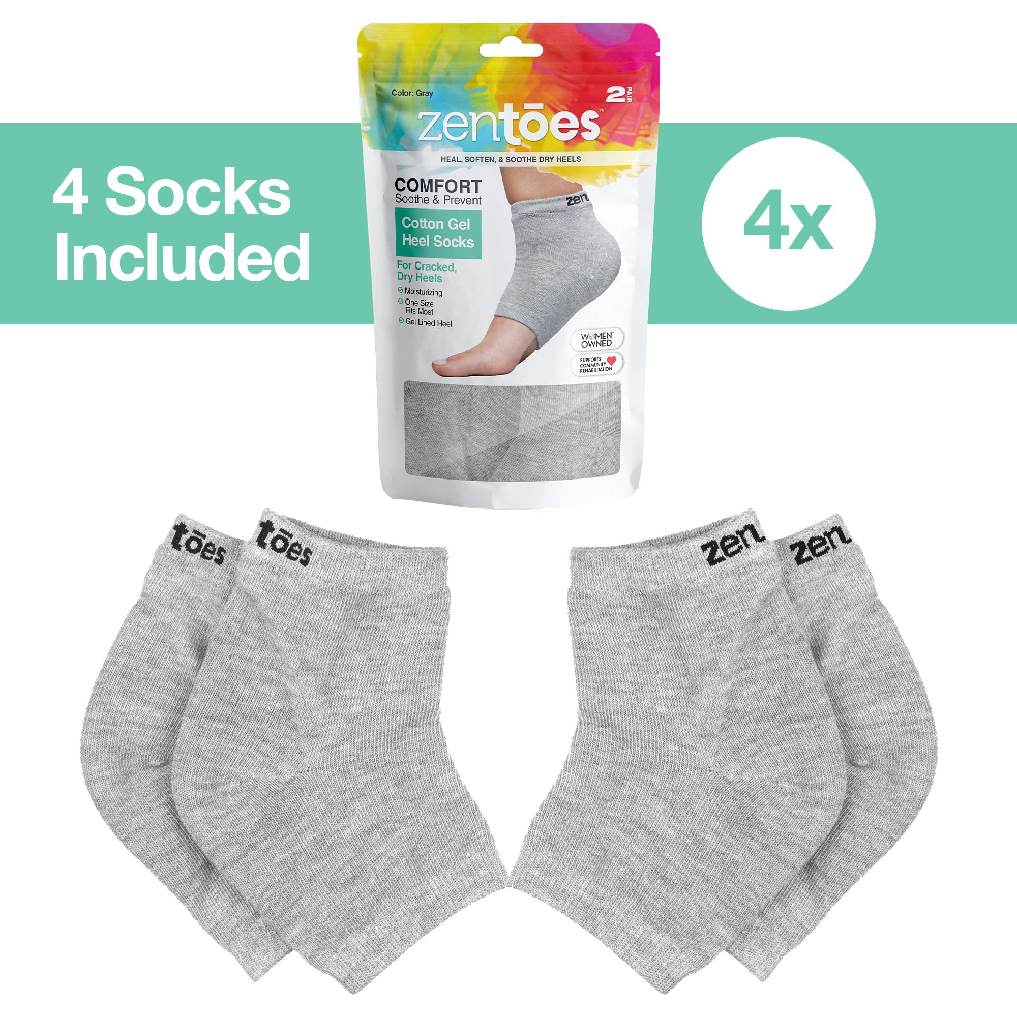 ZenToes gel infusé huile olive vitamine E, hydratation ciblée des talons.