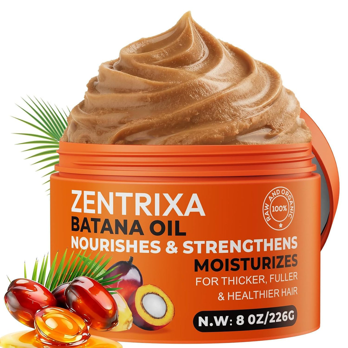 ZENTRIXA Huile de Batana en bouteille, soin nourrissant pour cheveux.