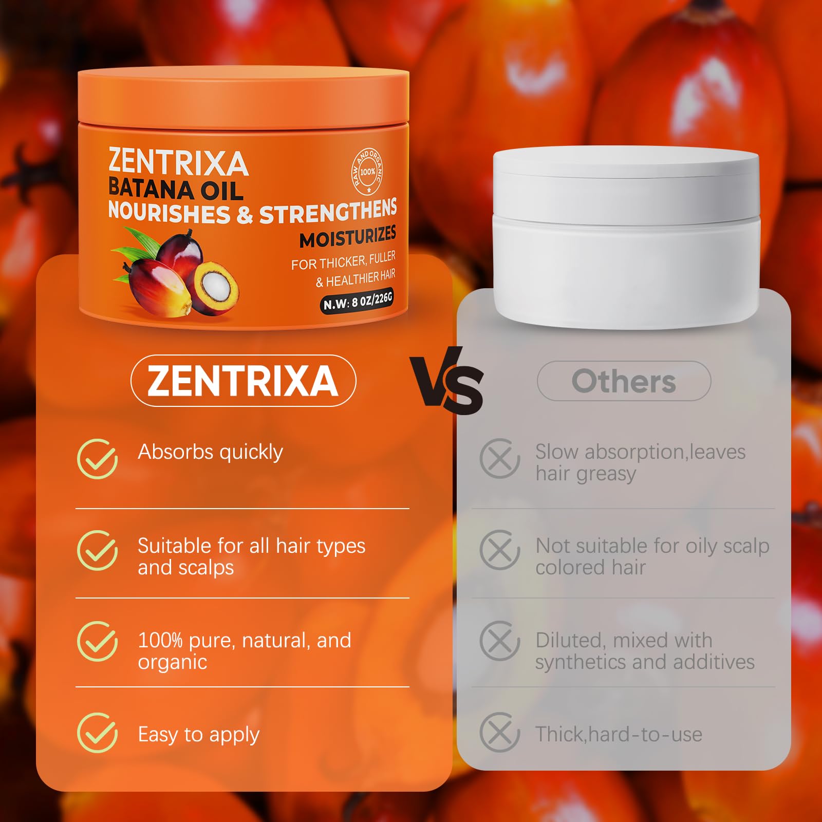 ZENTRIXA Batana 226 g, soin capillaire quotidien.