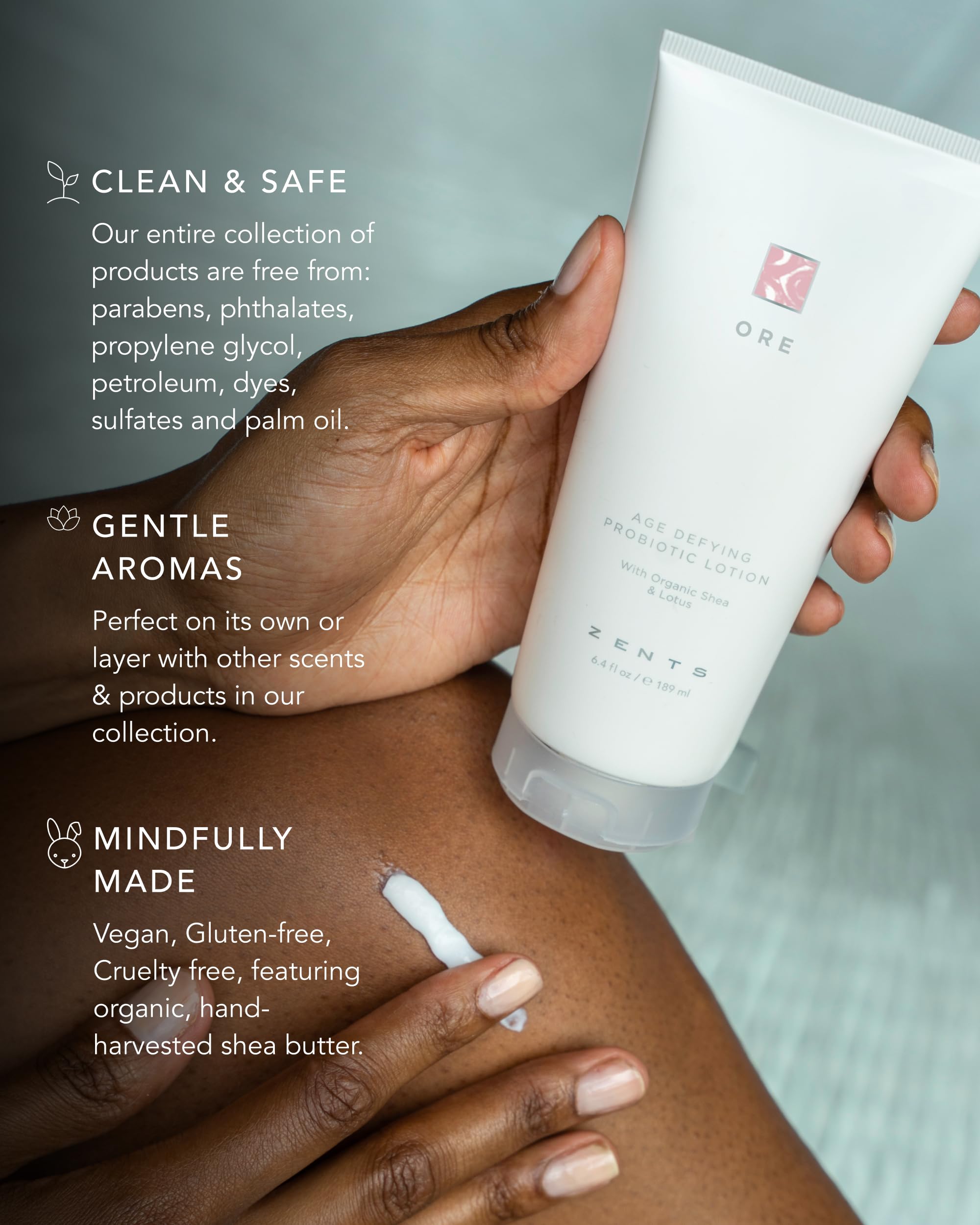 Zents Ore – beurre de karité bio et huile de coco pour hydratation riche.