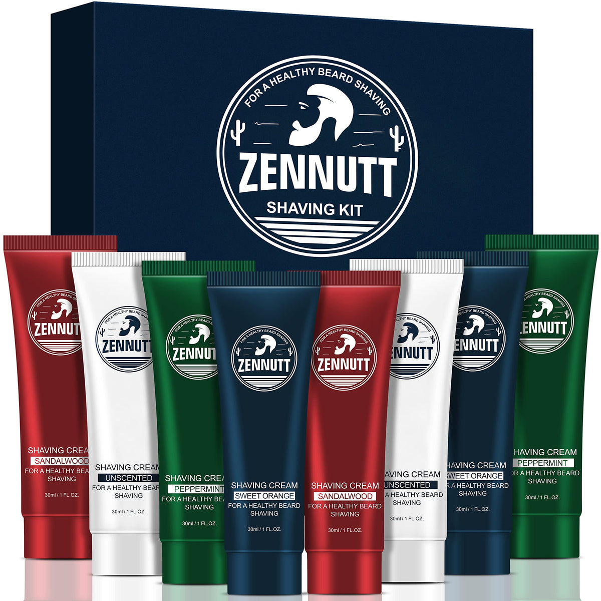 Coffret ZENNUTT avec 8 crèmes de rasage prêt pour voyage et cadeau