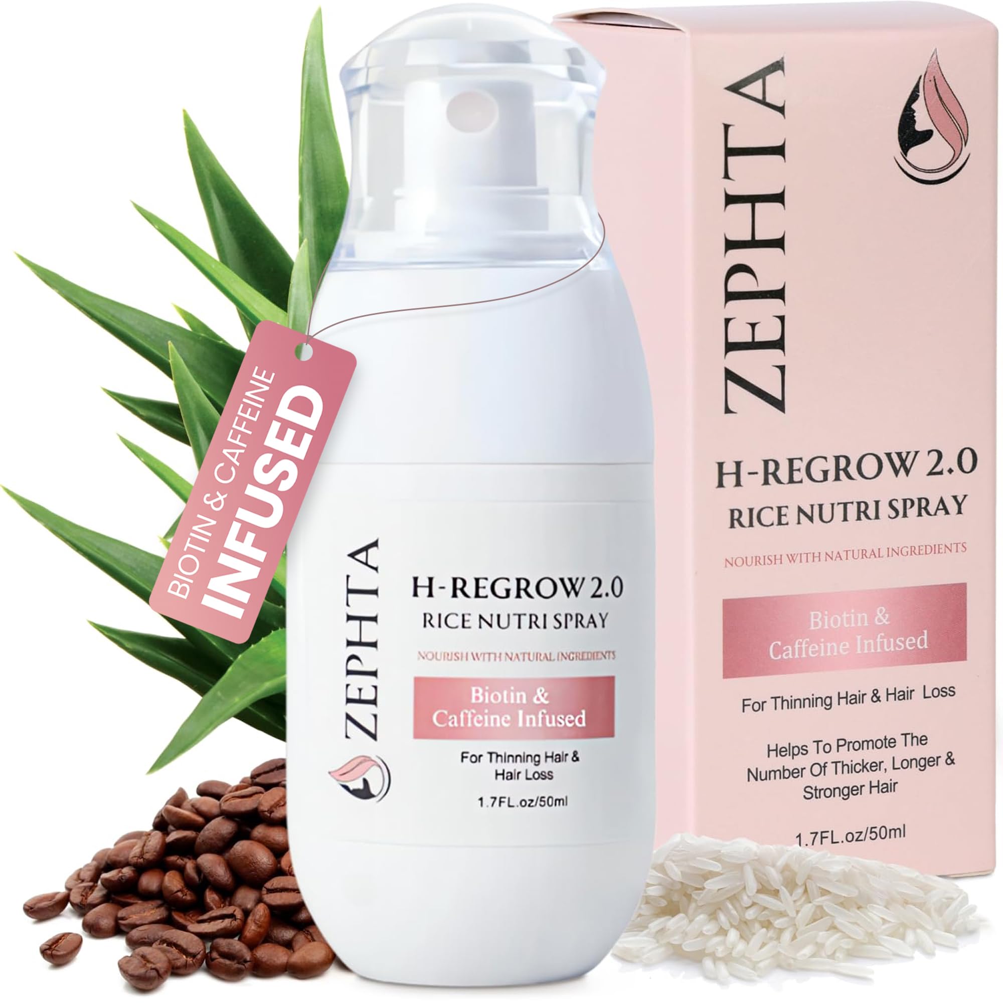 Zephta H-Regrow : bouteille spray prête à l'emploi pour stimuler le cuir chevelu et favoriser la pousse.