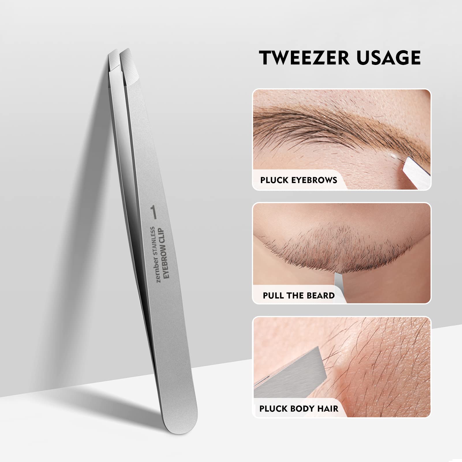 ZERNBER pinces-sourcils plat, protection d’embout préservant l’alignement