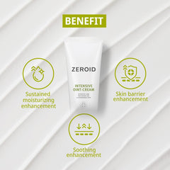 Zeroid Intensive Crème Visage application démontrant son utilisation sur peau sèche.