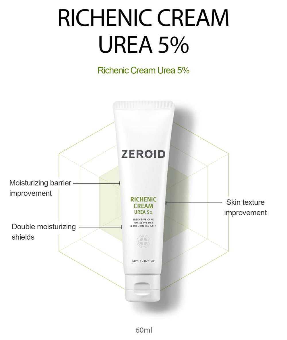 ZEROID Richenic Crème – Pompe, dosage précis pour visage et corps.