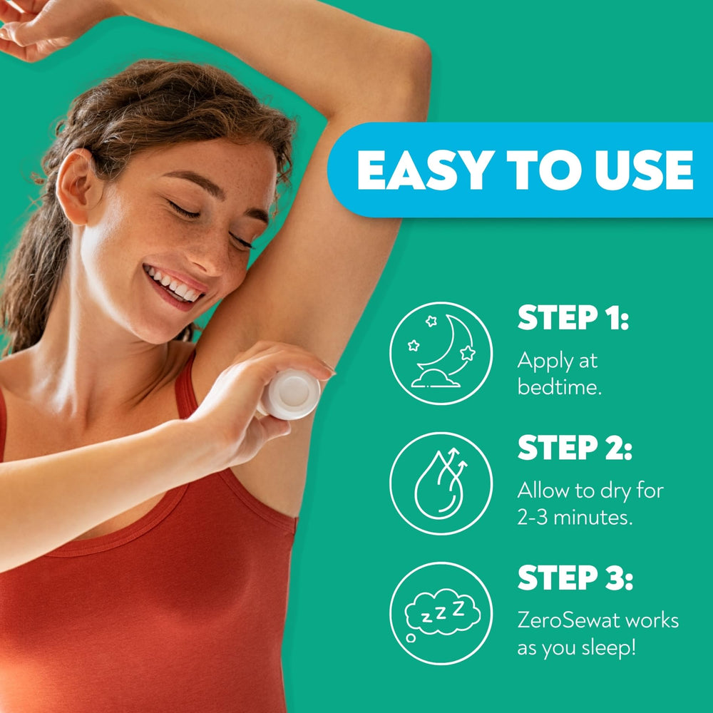 ZeroSweat Antiperspirant Déodorant, dosage puissant, protection quotidienne renforcée.