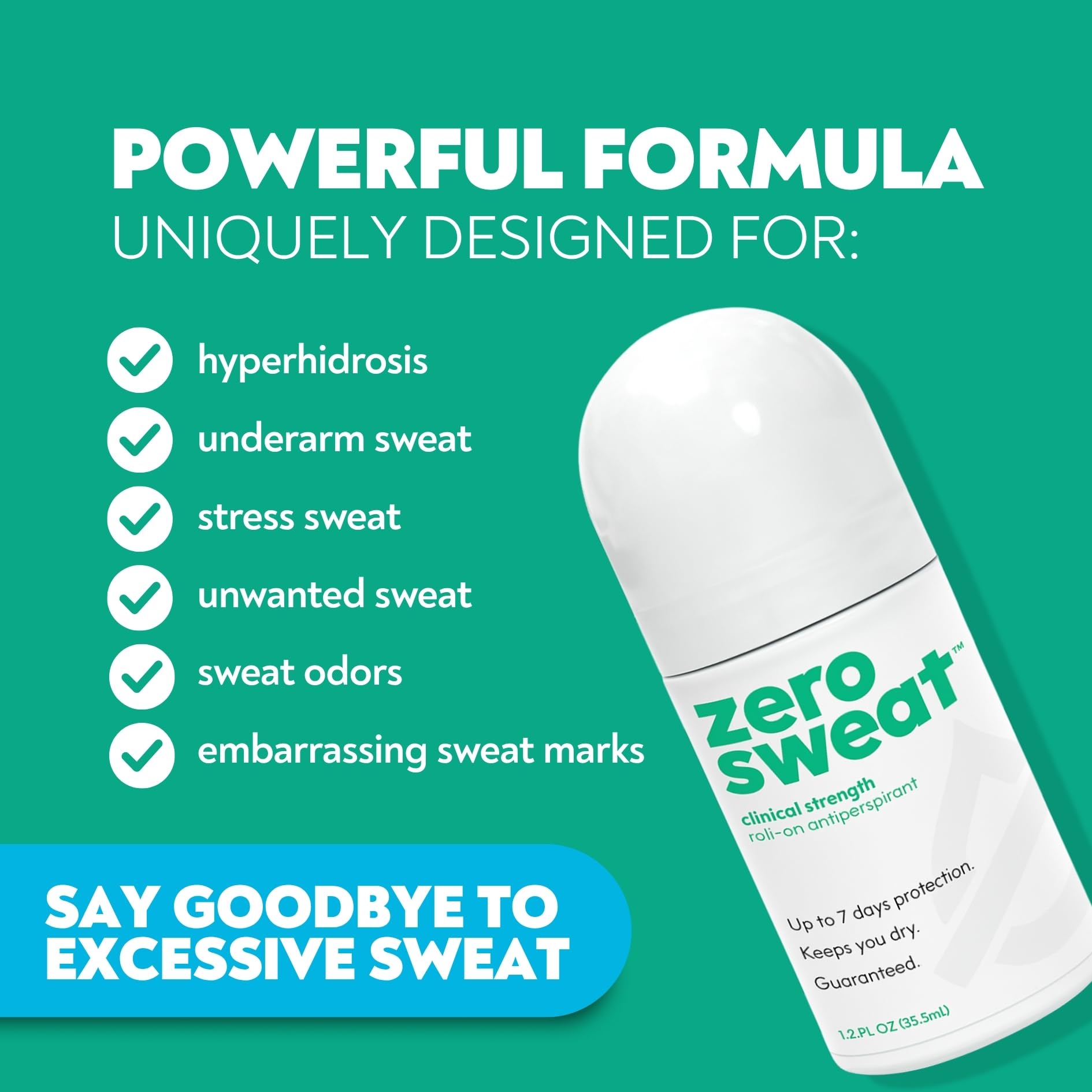 ZeroSweat Antiperspirant Déodorant, texture creme, absorption rapide et sensation sèche.