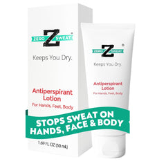 ZeroSweat Lotion — bouteille montrée, protection anti-transpirante durable