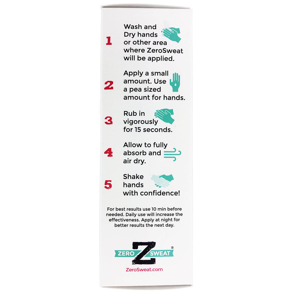 ZeroSweat Lotion — appliquée sur les mains pour une peau sèche durable