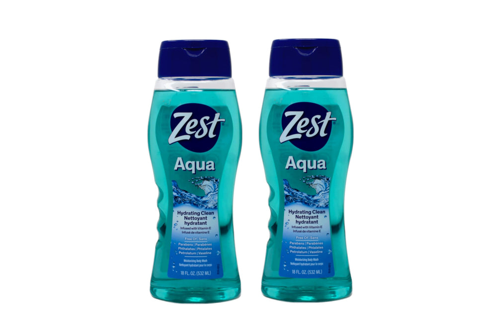 Zest Aqua Gel Douche : bouteille claire pour une expérience de lavage rafraîchissante.
