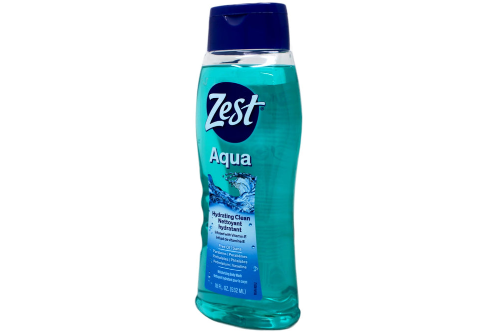 Zest Aqua : mousse douche crémeuse qui enveloppe la peau et hydrate en profondeur.