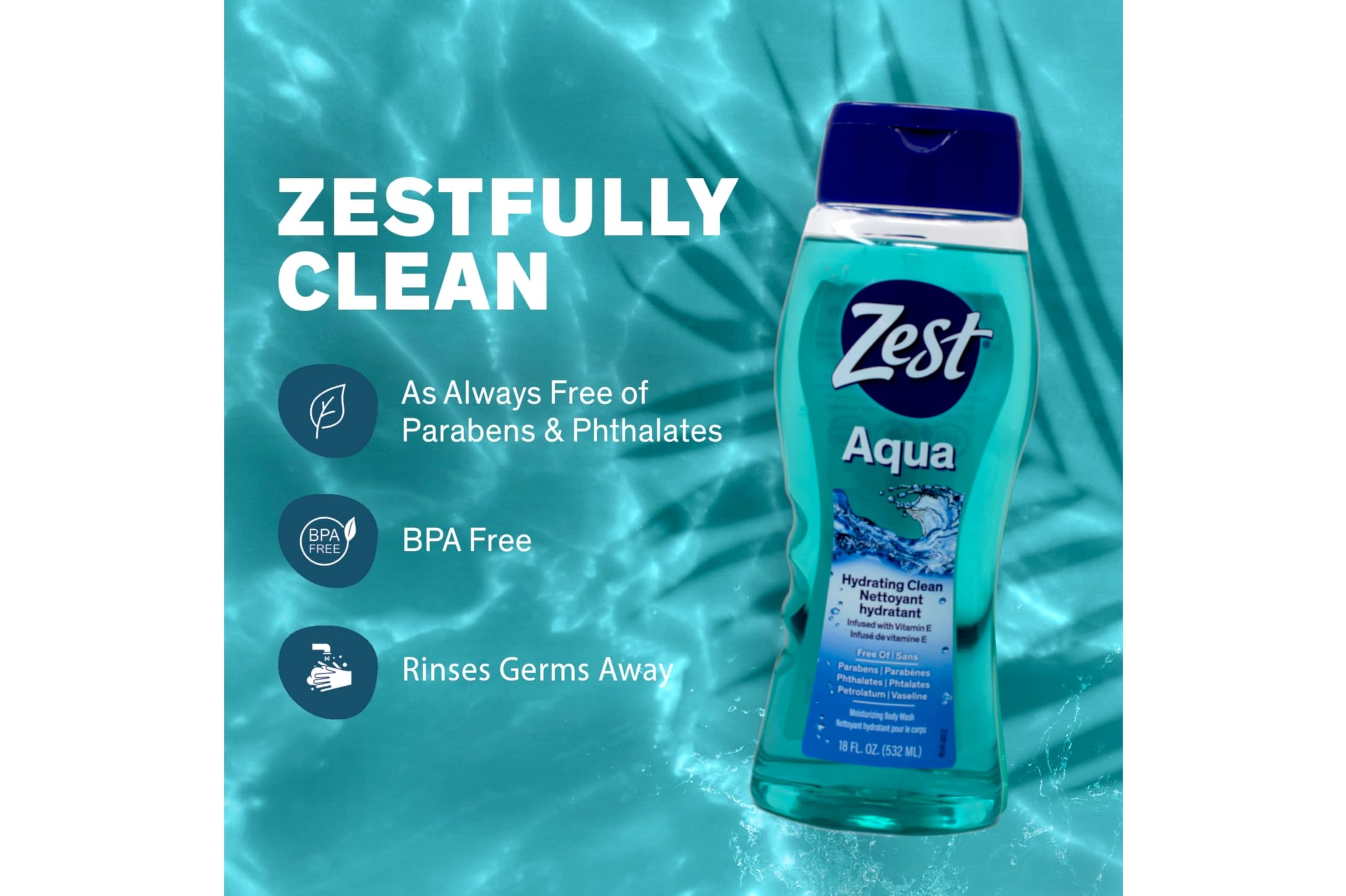 Zest Aqua : parfum rafraîchissant qui laisse une sensation de propreté durable.