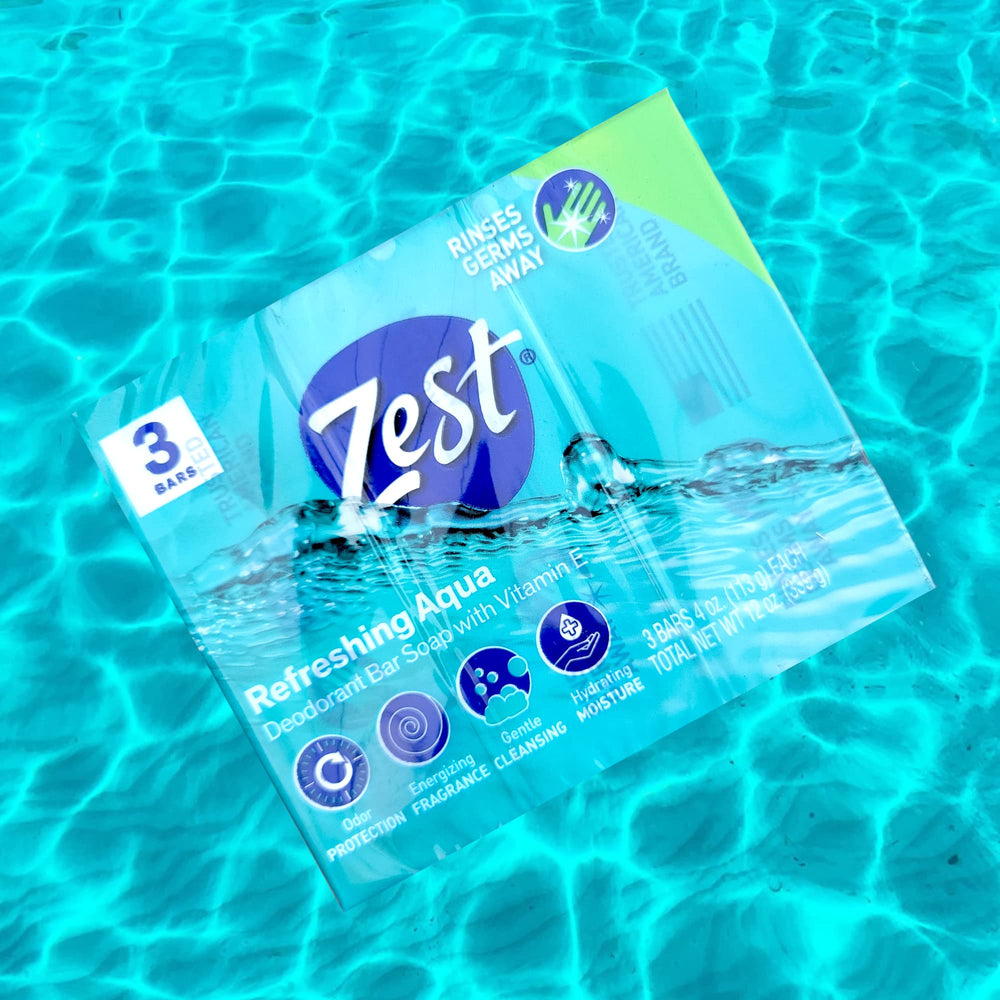 Zest trio barres Aqua rafraîchissantes, hydratation légère et parfum subtil.
