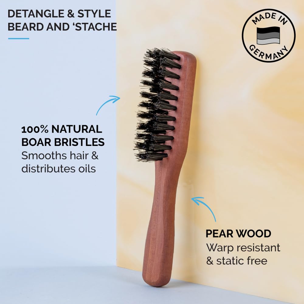ZEUS brosse bois de poirier, manche ergonomique pour grooming quotidien durable.