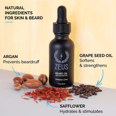 ZEUS huile barbe – peau apaisée et poils plus doux.