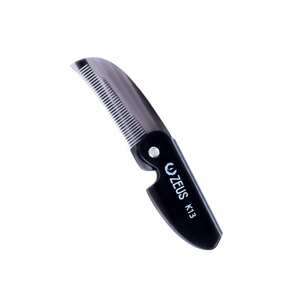 ZEUS peigne moustache ouvert noir pour coiffage précis et sans accrocs.