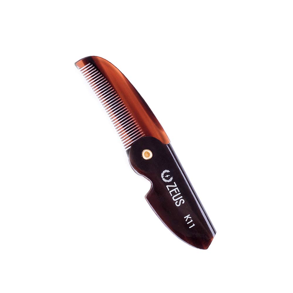 ZEUS peigne moustache pliant, outil portable pour dompter la moustache lors de vos déplacements.