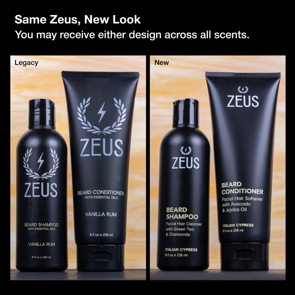 ZEUS Shampoing barbe - bouteille 8oz, nettoyage en douceur et hydratation.